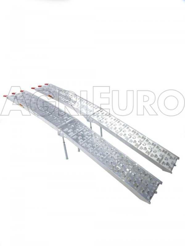 Geotech ATV-001 -  Pair of 2.26 m Folding Aluminium Loading Ramps - 650 kg Capacity - With Reinforcement Feet - For Lawn Tractors and ATVs.